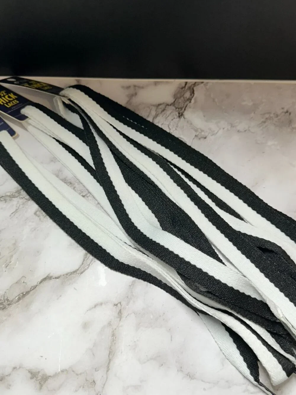 3/$30 Titan Thick Shoe Laces Black White  52